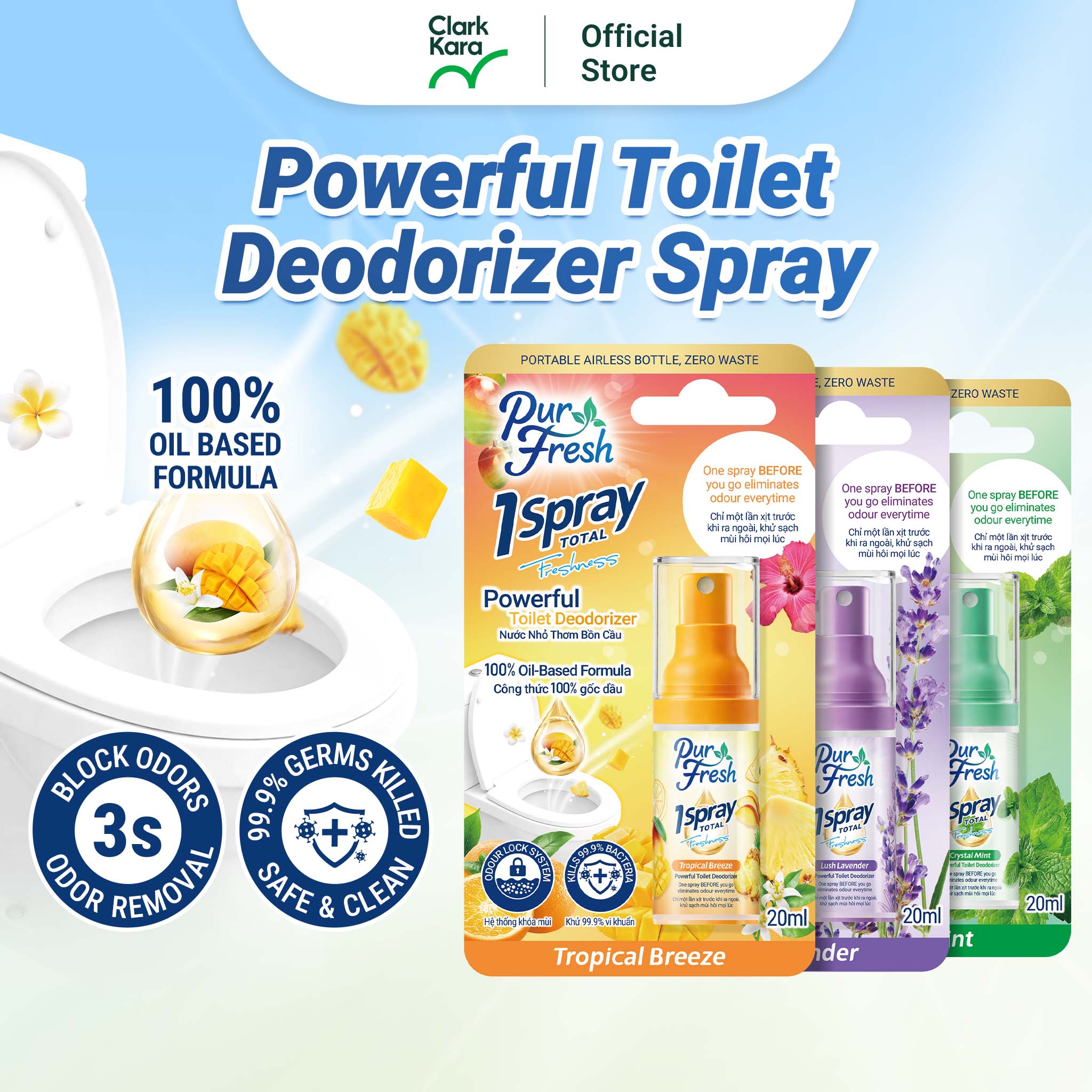 Powerful Toilet Deodorizer Spray - Tropical